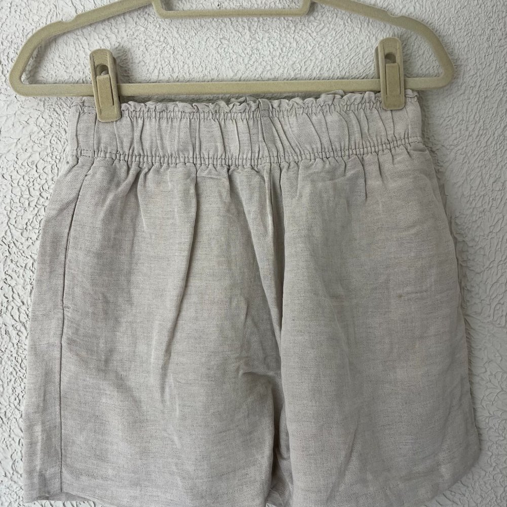 H&M Womens Linen Blend Shorts Elastic Waist Flowy High Rise Tan Size Small